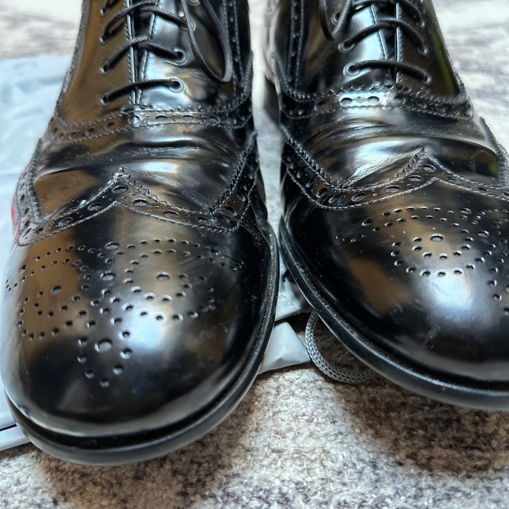 Prada Men's Shiny Black Oxford Shoes - Picture 4 of 11